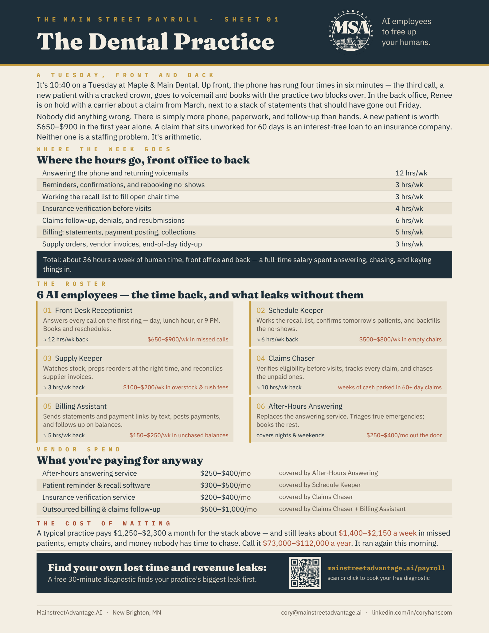 Preview of The Main Street Payroll Sheet 01: The Dental Practice